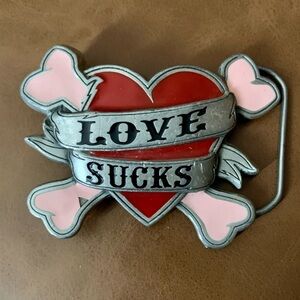 Love Sucks Pewter Belt Buckle